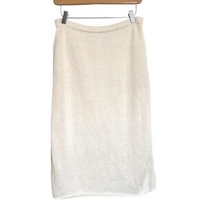Vintage Lara Ferrante Sparkly Metallic Cream Knitted Midi Skirt‎